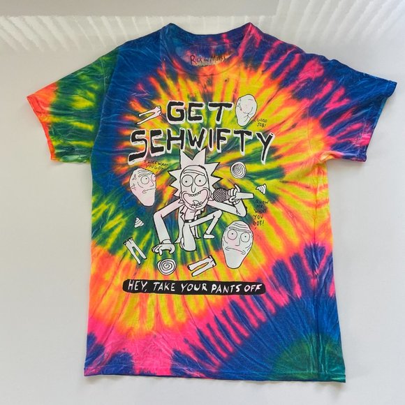 Rick And Morty T-Shirt Mens Medium Get Schwifty Adult Swim TV Show Tie Dye Tee - Picture 1 of 7